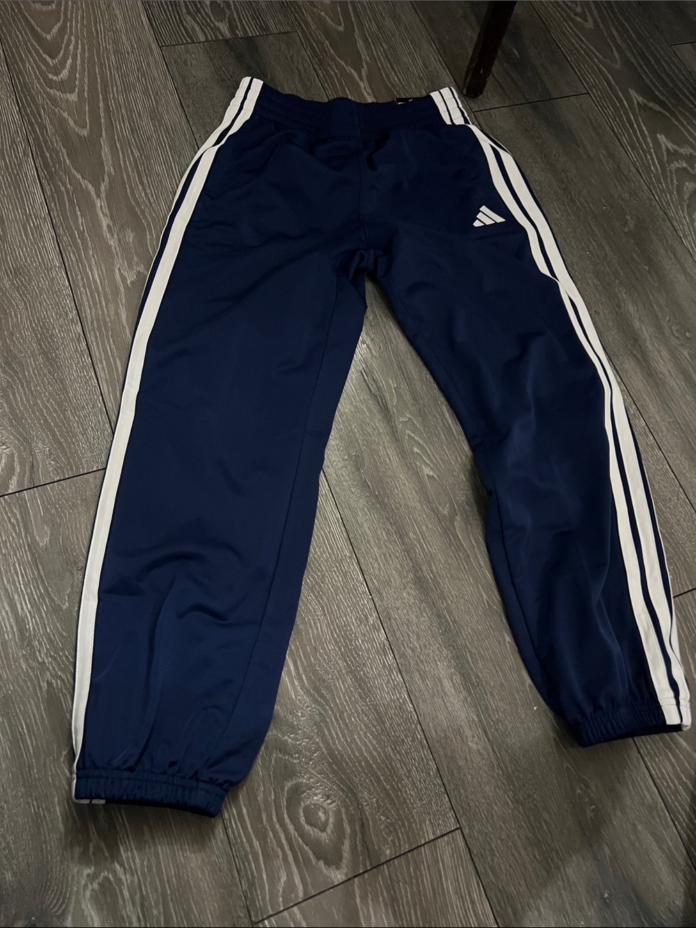 adidas Navy Blue Kids Jogger Pants with White Side Stripes